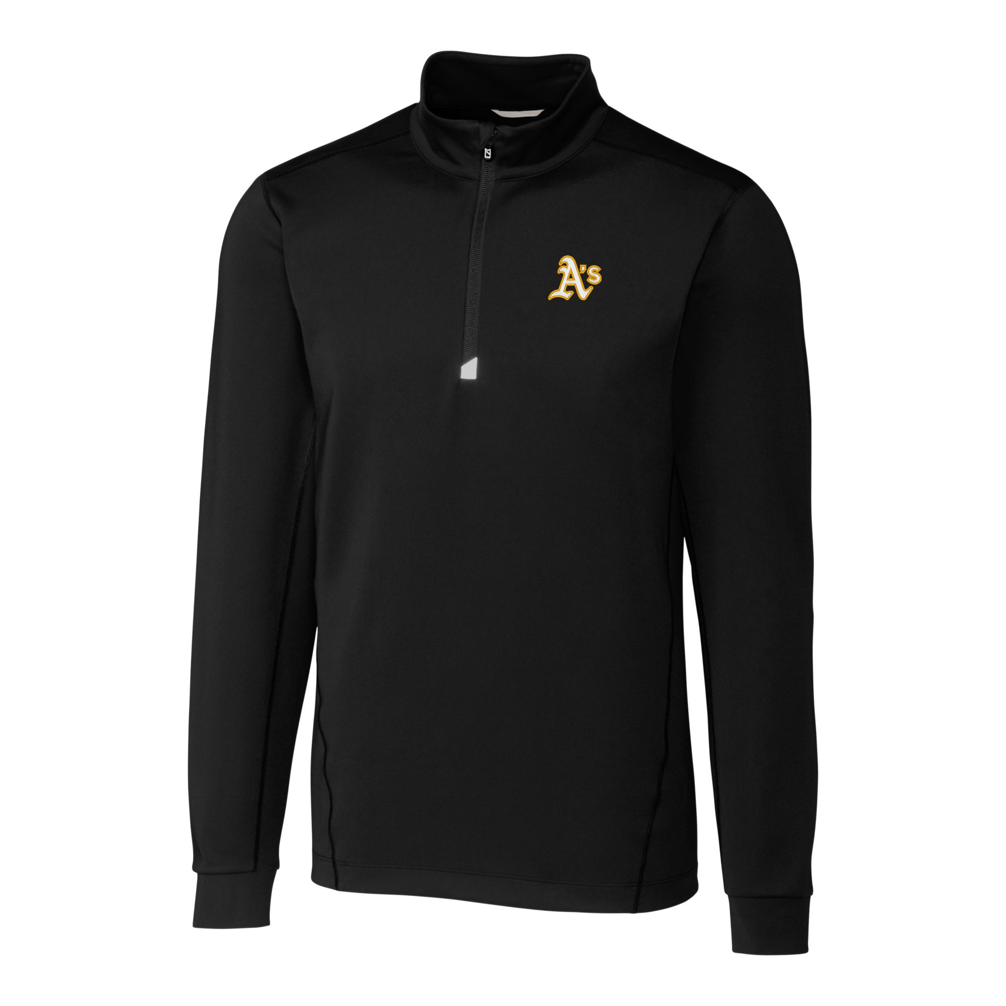 Men's Cutter & Buck Black Oakland Athletics Traverse Stretch Quarter-Zip Pullover Top - Image 9