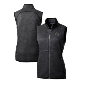 Women's Cutter & Buck  Charcoal Jacksonville Jaguars Helmet Logo Mainsail Sweater-Knit Full-Zip Vest