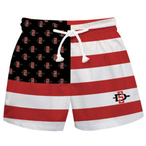 Toddler Vive La Fete  Red/Black San Diego State Aztecs Flag Swim Trunks