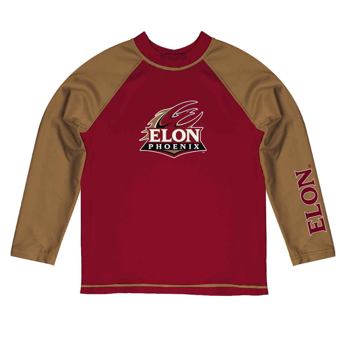 Youth Vive La Fete Maroon/Gold Elon Phoenix Solid Contrast Contrast Rash Guard