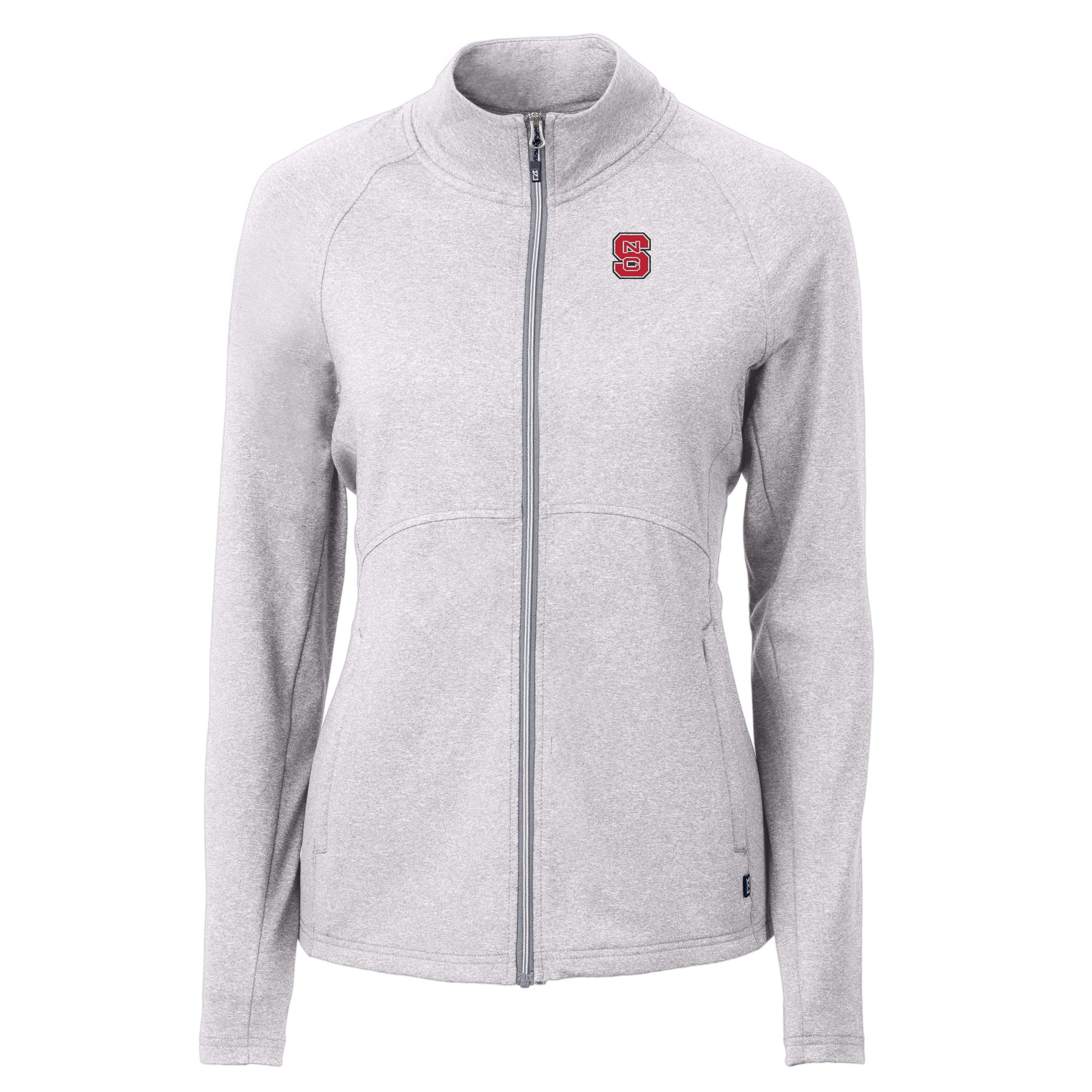 Women's Cutter & Buck Heather Gray NC State Wolfpack Adapt Eco Knit Heather Recycled Full-Zip Jacket - Image 6