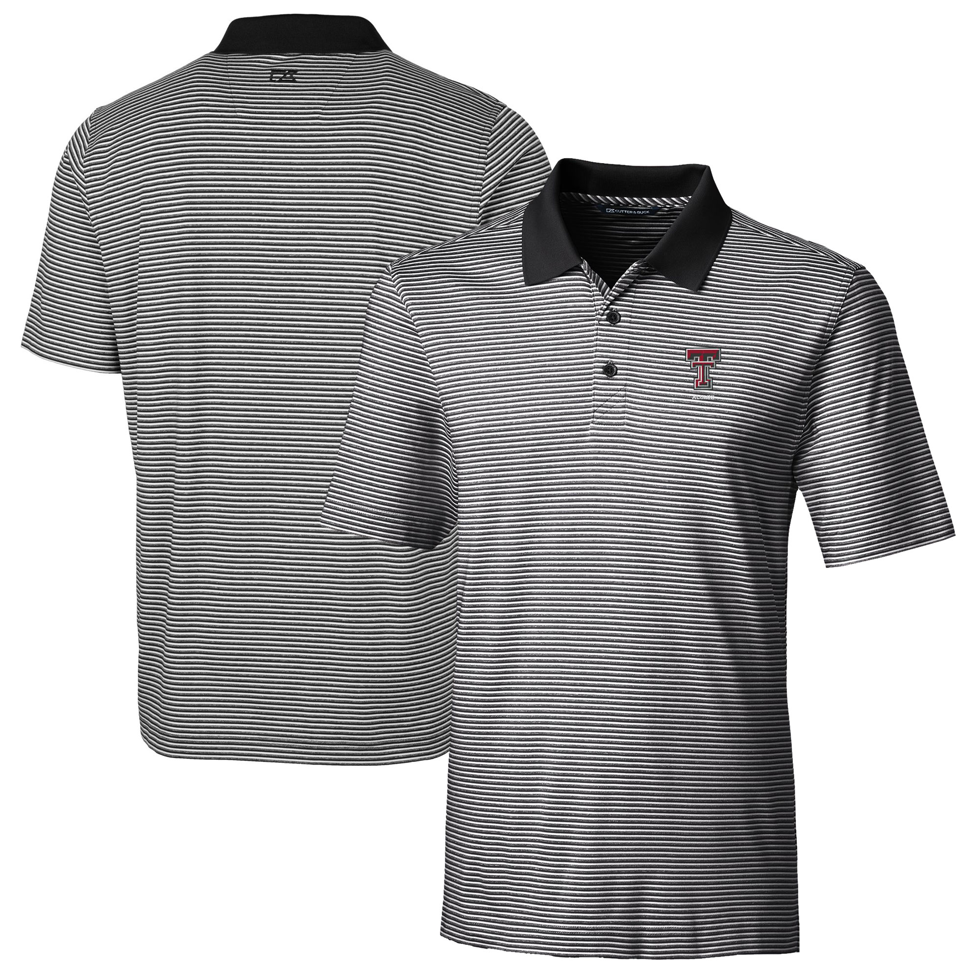Men's Cutter & Buck Black Texas Tech Red Raiders Alumni Logo Forge Tonal Stripe Stretch Polo - Image 2
