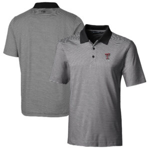 Men's Cutter & Buck  Black Texas Tech Red Raiders Alumni Logo Forge Tonal Stripe Stretch Polo