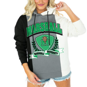 Women's Gameday Couture  Black Marshall Thundering Herd Hall Of Fame Color Block Pullover Hoodie