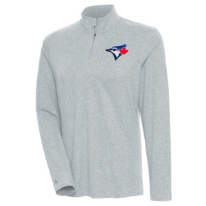 Women's Antigua  Heather Gray Toronto Blue Jays Confront Quarter-Zip Pullover Top