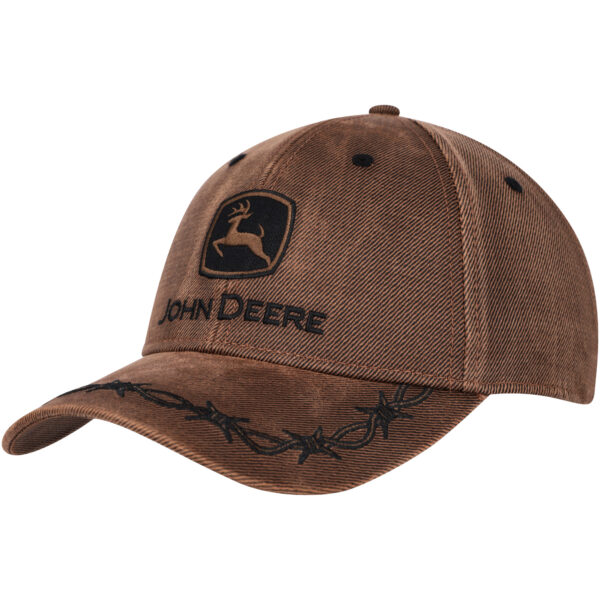 Men’s Brown John Deere Oil Skin Trademark Adjustable Hat - Image 7