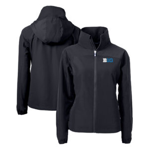 Women's Cutter & Buck  Black Big Ten Gear Charter Eco Recycled Full-Zip Jacket