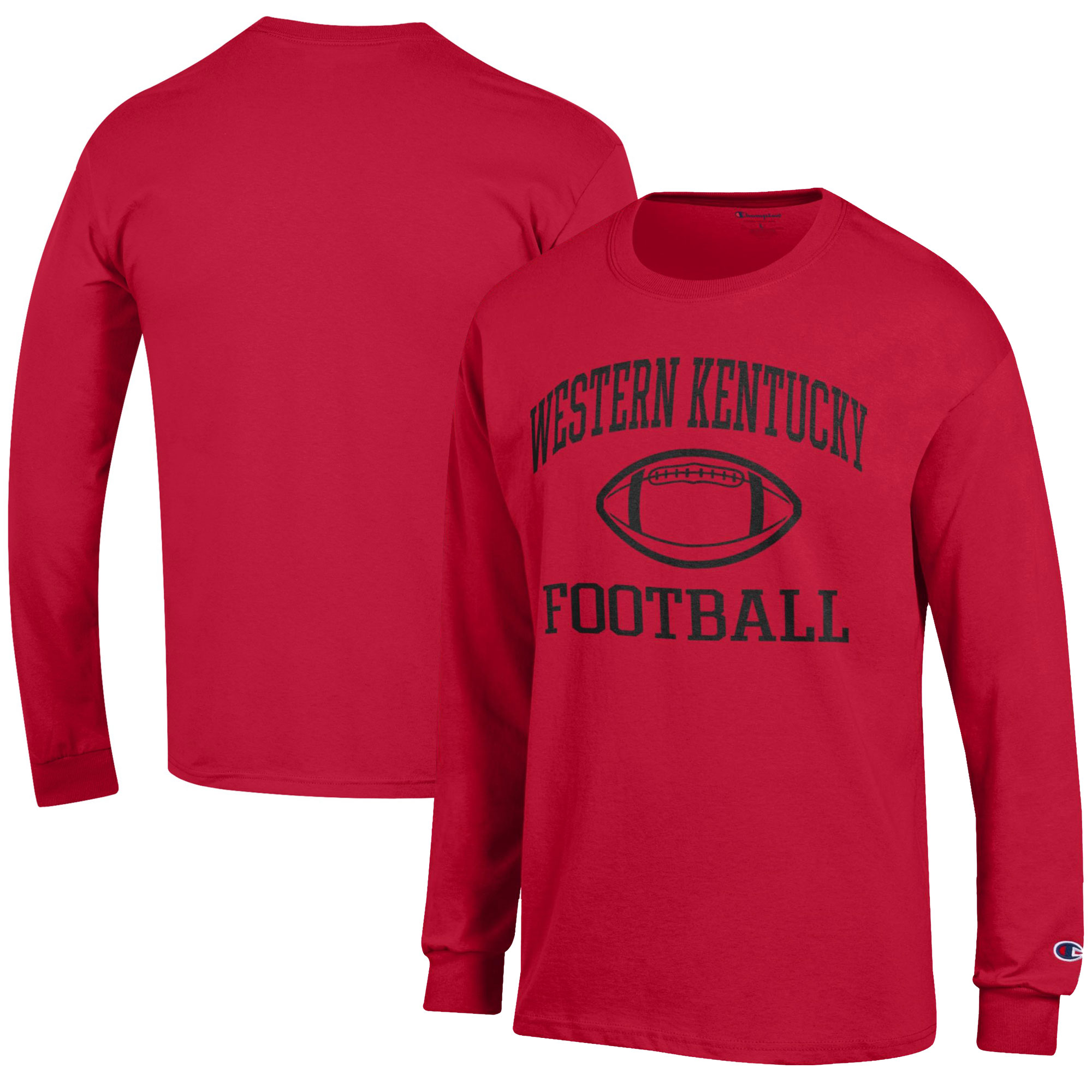 Men's Champion Red Western Kentucky Hilltoppers Football Jersey Long Sleeve T-Shirt