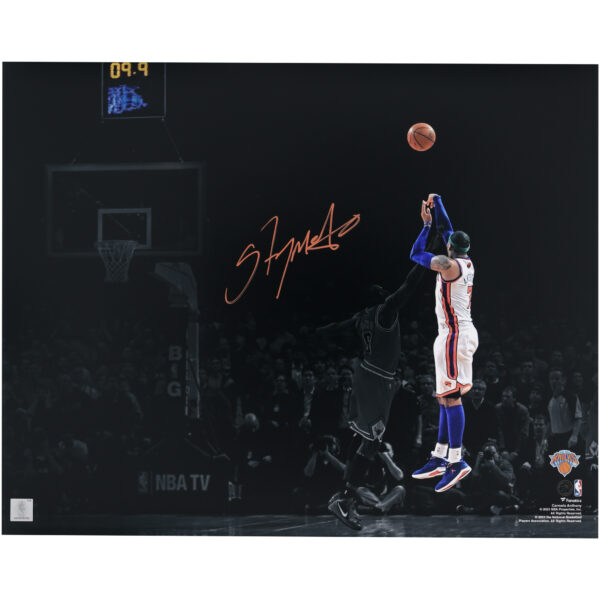 Carmelo Anthony New York Knicks Autographed 16" x 20" Game Winning Shot Vs. Chicago Bulls Spotlight Photograph