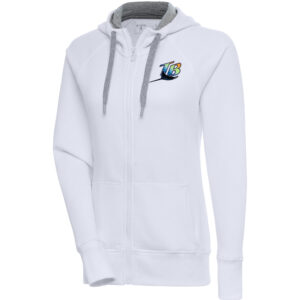 Women's Antigua  White Tampa Bay Rays Cooperstown Victory Full-Zip Hoodie