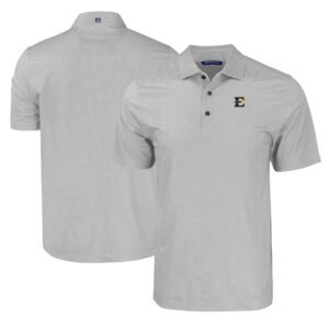 Men's Cutter & Buck Gray ETSU Buccaneers Pike Eco Tonal Geo Print Stretch Recycled Polo