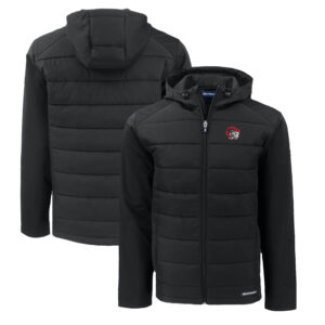 Men's Cutter & Buck  Black Winston-Salem State Rams Big & Tall Evoke Hybrid Eco Softshell Recycled Full-Zip Hoodie