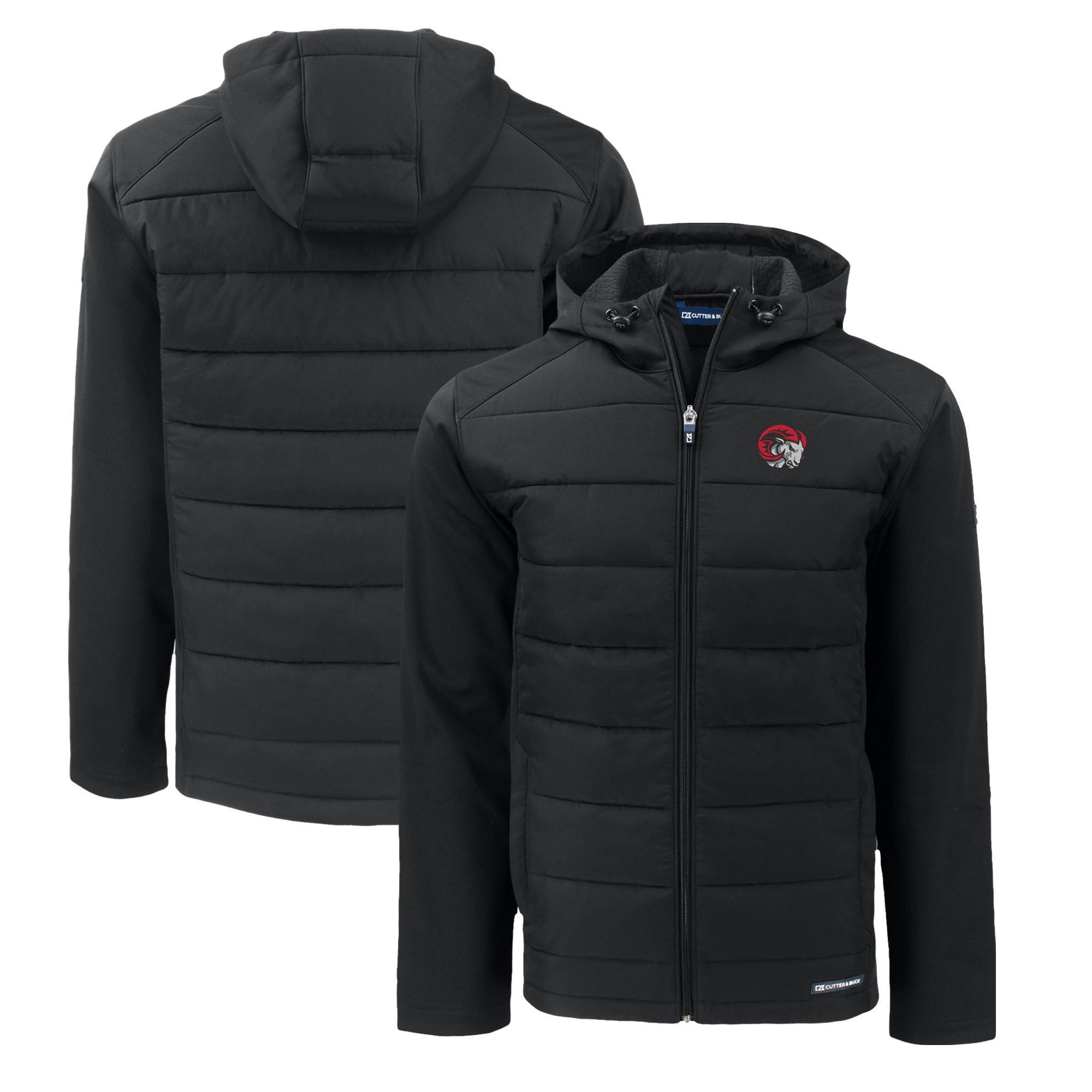 Men's Cutter & Buck Black Winston-Salem State Rams Big & Tall Evoke Hybrid Eco Softshell Recycled Full-Zip Hoodie