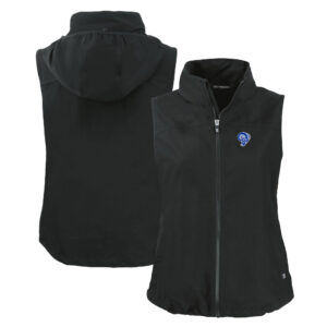 Women's Cutter & Buck  Black Los Angeles Rams Throwback Charter Eco Full-Zip Vest