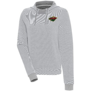 Women's Antigua  Gray Minnesota Wild Axe Bunker Tri-Blend Pullover Hoodie