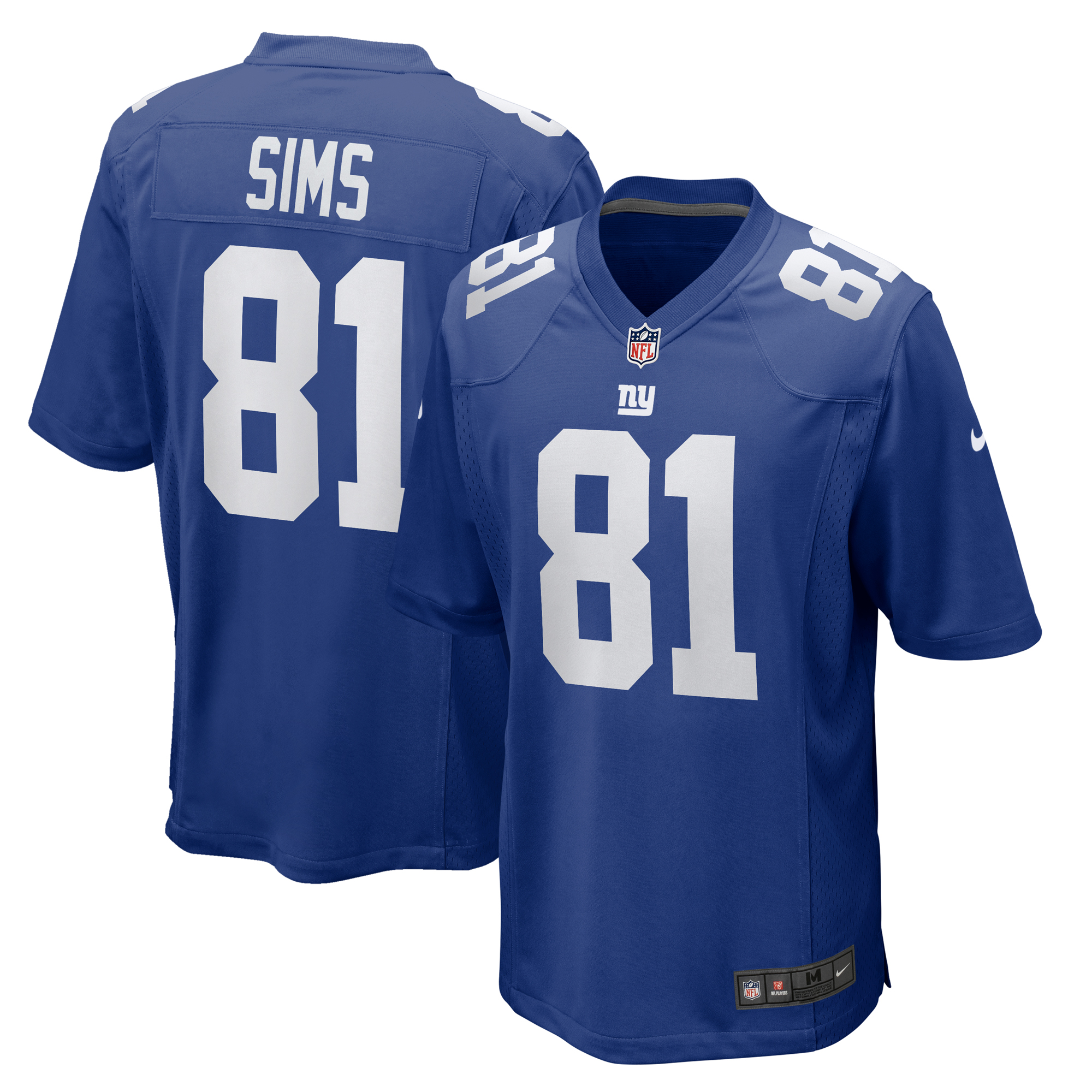 Men's Nike Cam Sims Royal New York Giants Team Game Jersey