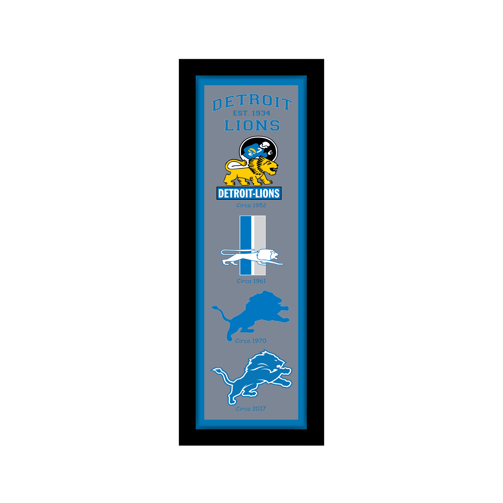 Detroit Lions 12" x 36" Logo Heritage Framed Banner