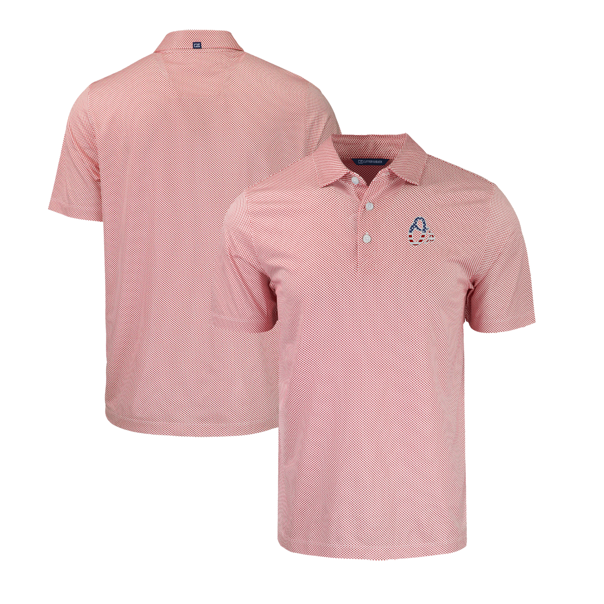 Men's Cutter & Buck White/Red Baltimore Orioles Stars & Stripes Pike Eco Symmetry Print Stretch Recycled Polo - Image 2