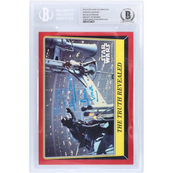 David Prowse Autographed 2016 Topps Star Wars Celebration Europe Oversized #10 BGS Authenticated Card with "Join Me" and "Is Darth Vader" Inscriptions