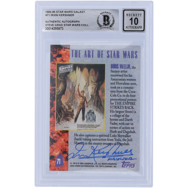 Irvin Kershner Star Wars Autographed 1993-95 Topps Galaxy #71 BGS Authenticated 10 Card with "Director" Inscription