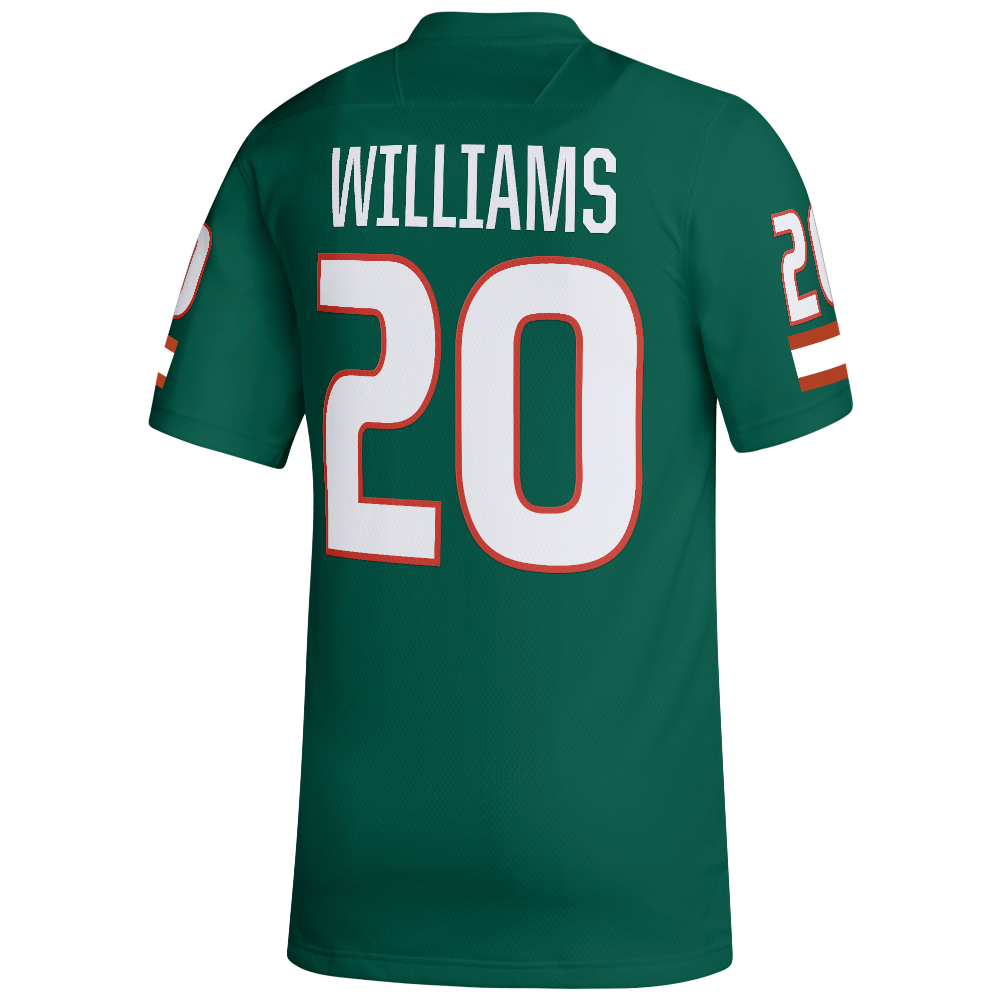 Men's adidas James Williams Green Miami Hurricanes NIL Football Player Jersey - Image 4
