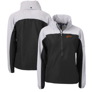 Women's Cutter & Buck Black Idaho State Bengals Charter Eco Recycled Half-Zip Anorak Jacket