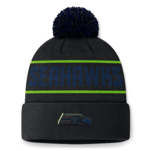 Men's Fanatics Black Seattle Seahawks Eclipse Cuffed Knit Hat with Pom