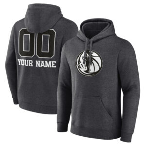 Men's Charcoal Dallas Mavericks Personalized Name & Number Monochrome Pullover Hoodie