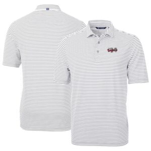Men's Cutter & Buck Gray Lansing Lugnuts DryTec Virtue Eco Pique Stripe Recycled Polo