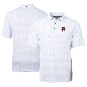 Men's Cutter & Buck White Portland Sea Dogs Virtue Eco Pique Tile Print Recycled Polo