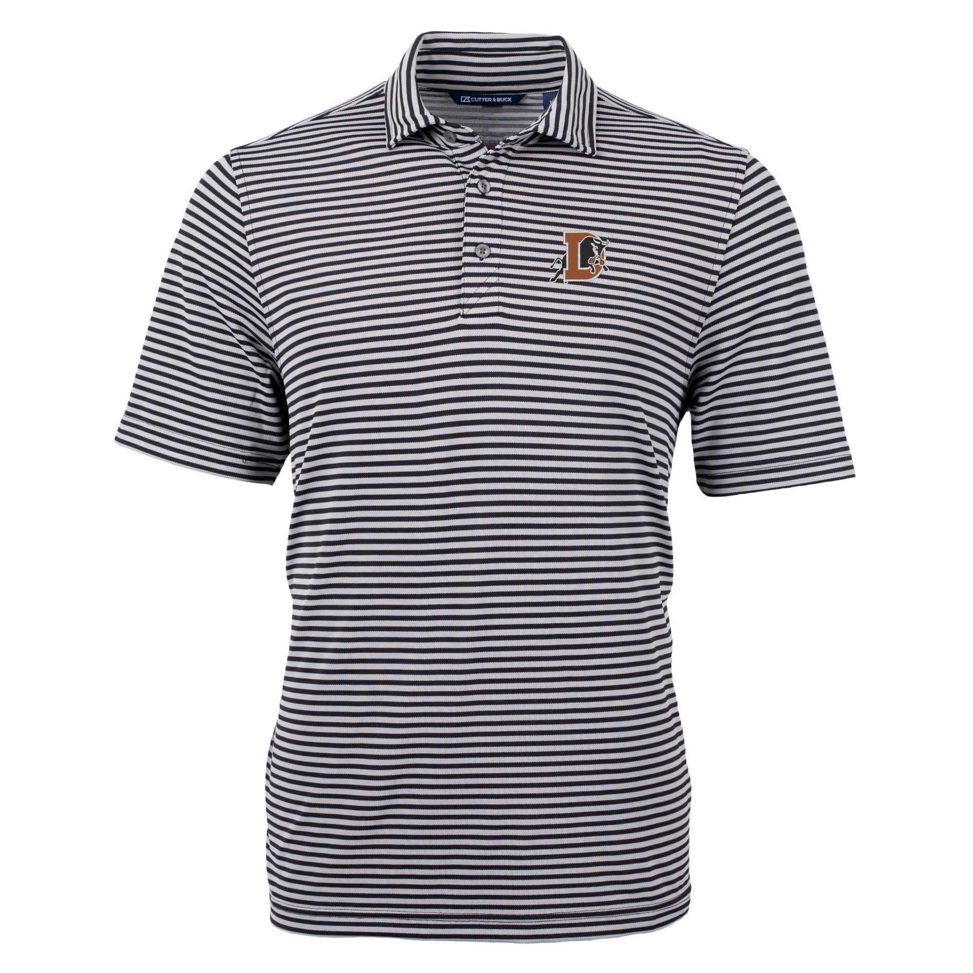 Men's Cutter & Buck Black Durham Bulls Big & Tall Virtue Eco Pique Stripe Recycled DryTec Polo - Image 6