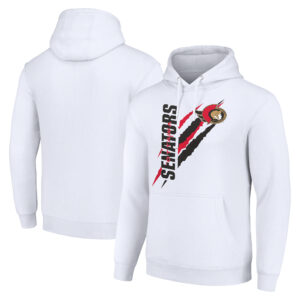 Men's Starter  White Ottawa Senators Color Scratch Fleece Pullover Hoodie