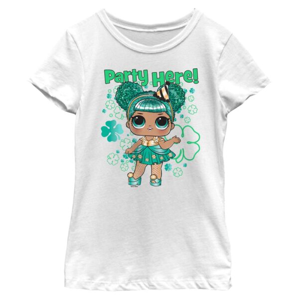 Girl's Mad Engine White LOL Surprise Party Here St. Paddy's Day Graphic T-Shirt