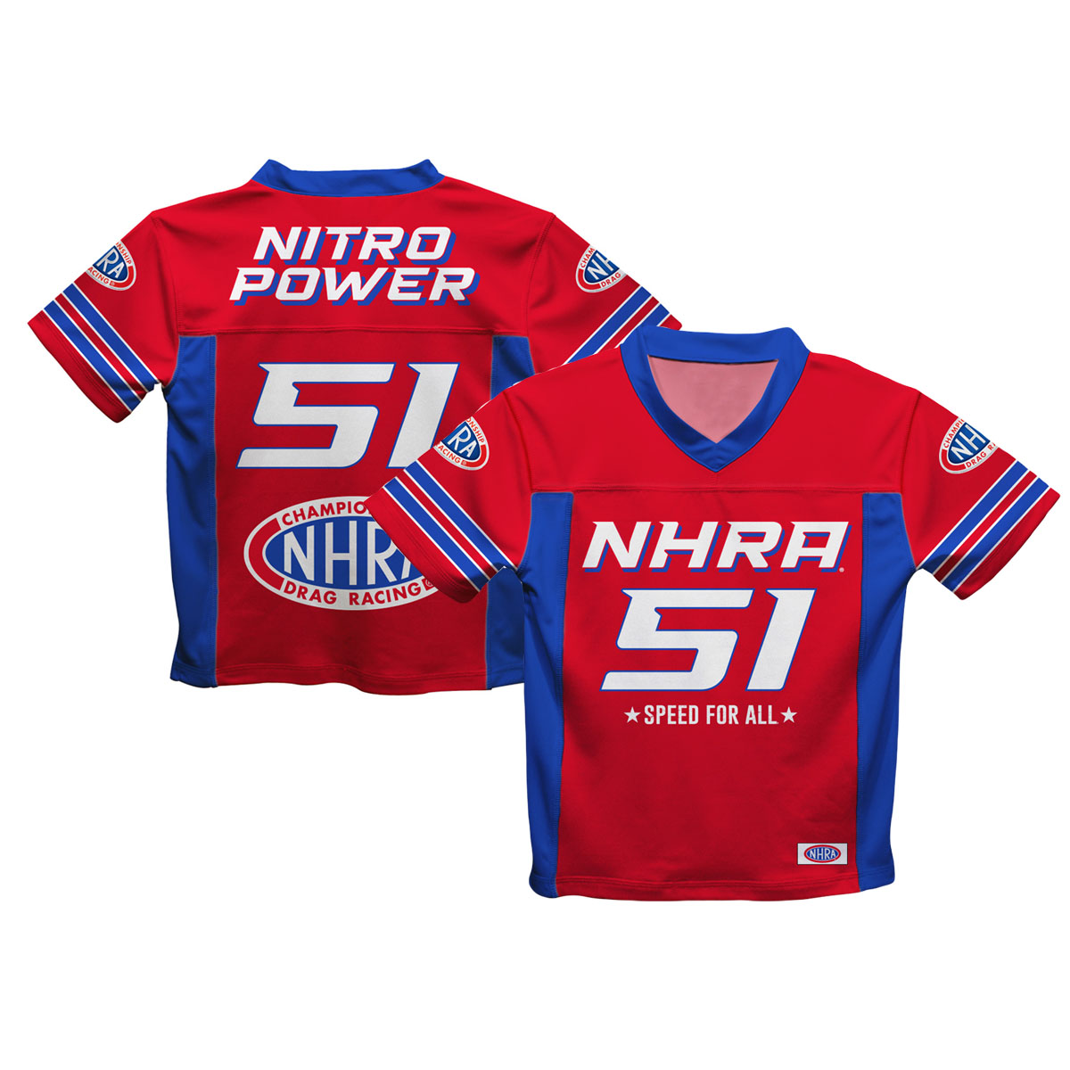 Toddler Vive La Fete Red NHRA Nitro Power 51 Football Jersey
