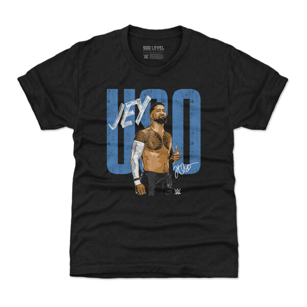 Youth 500 Level Heather Black Jey Uso Pose T-Shirt - Image 3