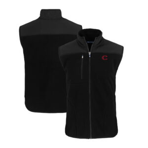 Men's Cutter & Buck Black Cincinnati Reds City Connect Big & Tall Cascade Eco Sherpa Fleece Full-Zip Vest