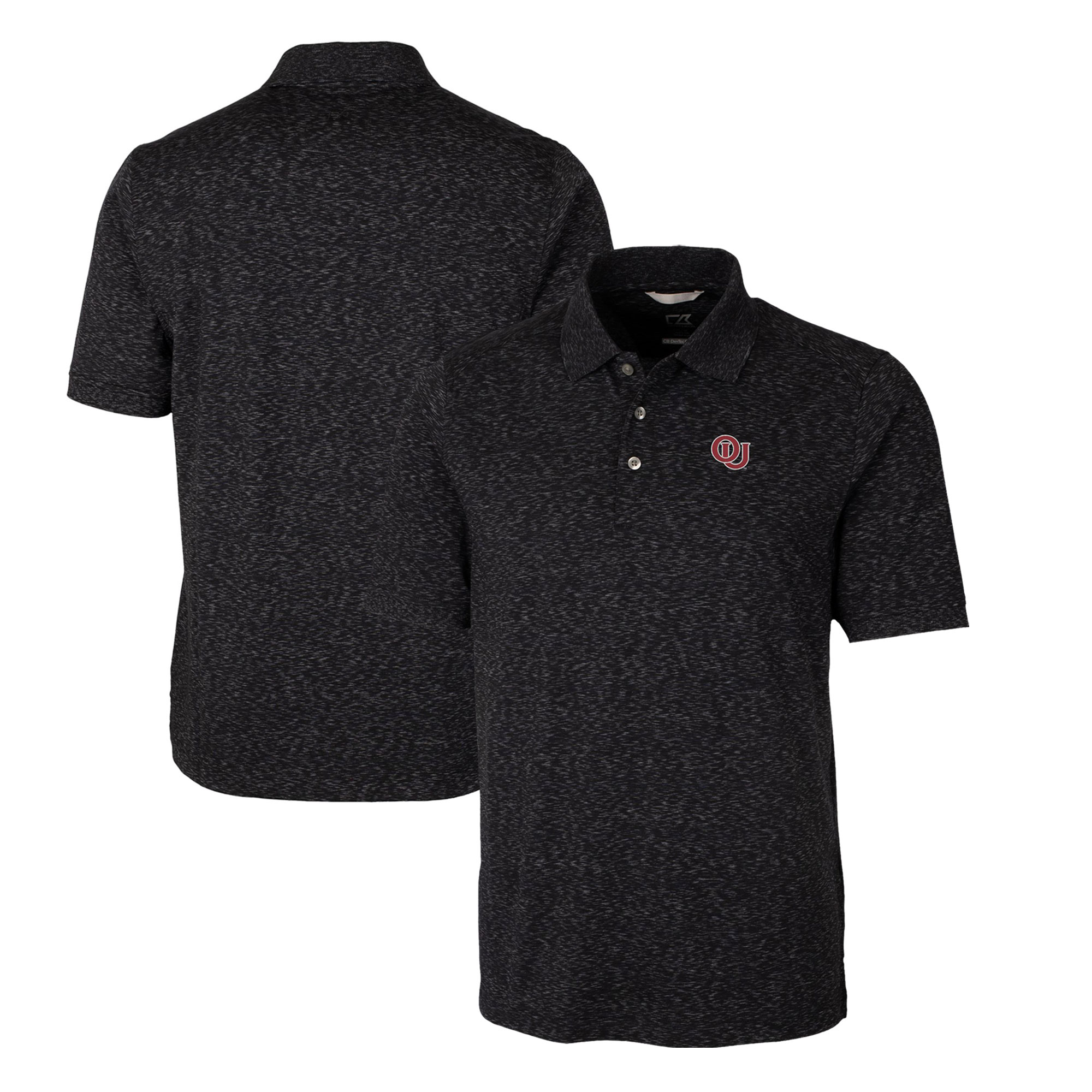 Men's Cutter & Buck Black Oklahoma Sooners Big & Tall Advantage Tri-Blend Space Dye DryTec Polo - Image 2