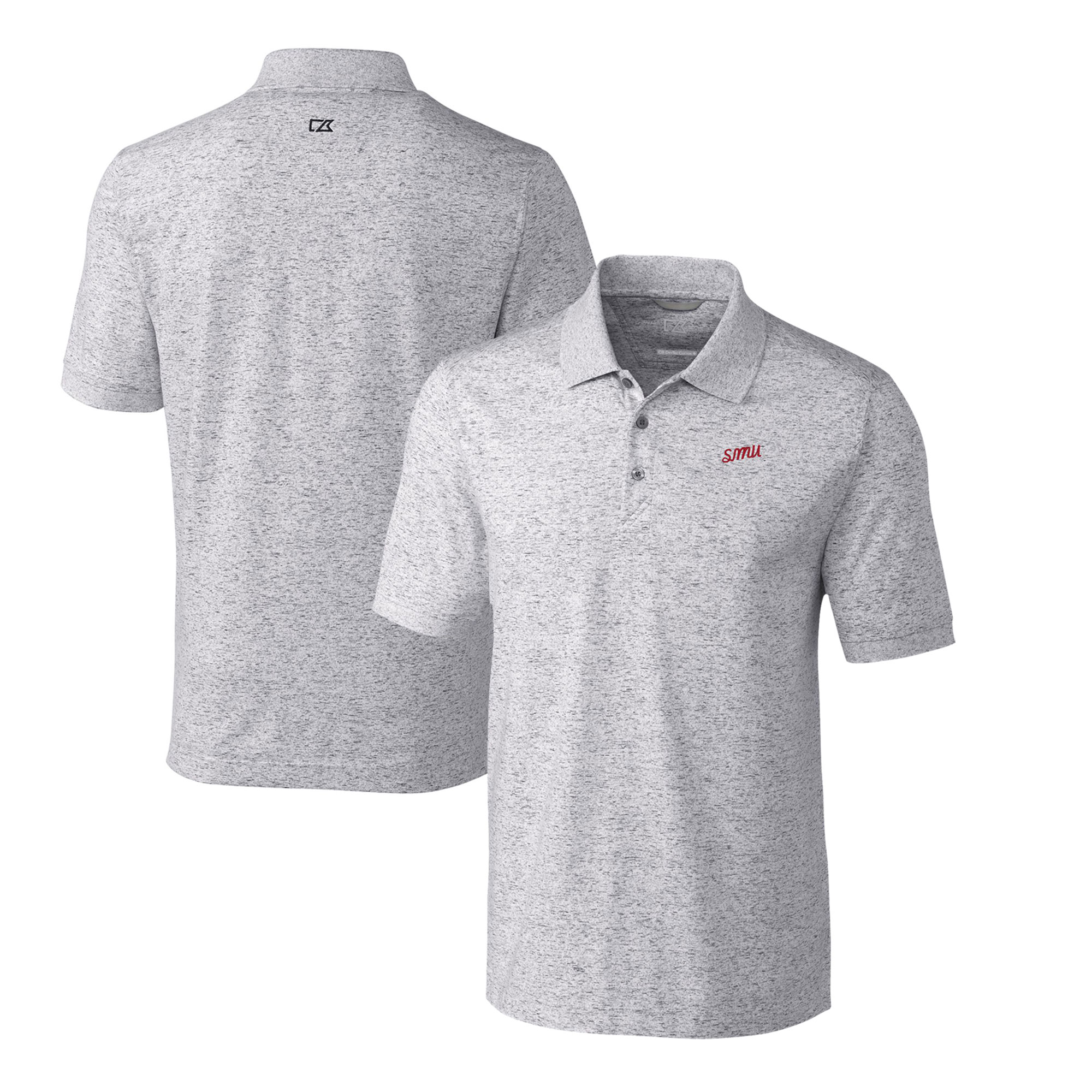 Men's Cutter & Buck Gray SMU Mustangs Big & Tall Advantage Tri-Blend Space Dye DryTec Polo