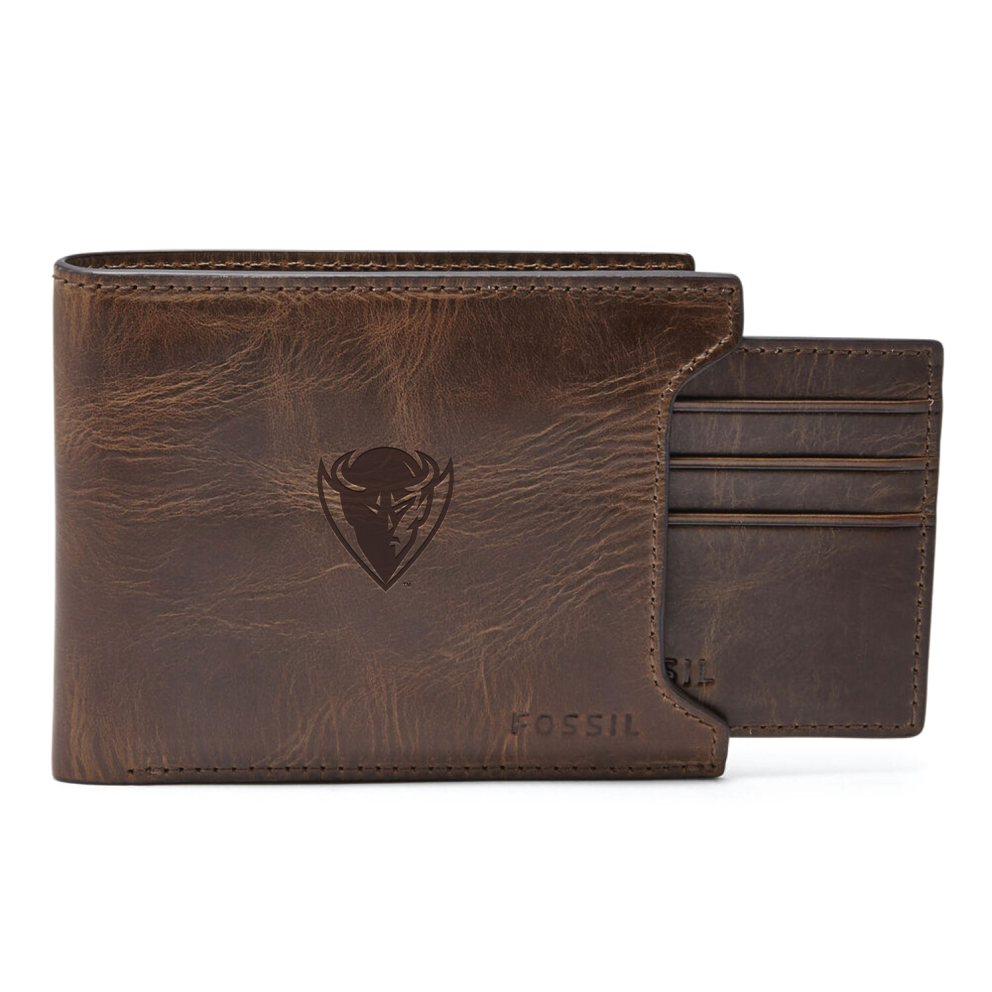 Fossil Brown DePaul Blue Demons Derrick Sliding Two-In-One Wallet
