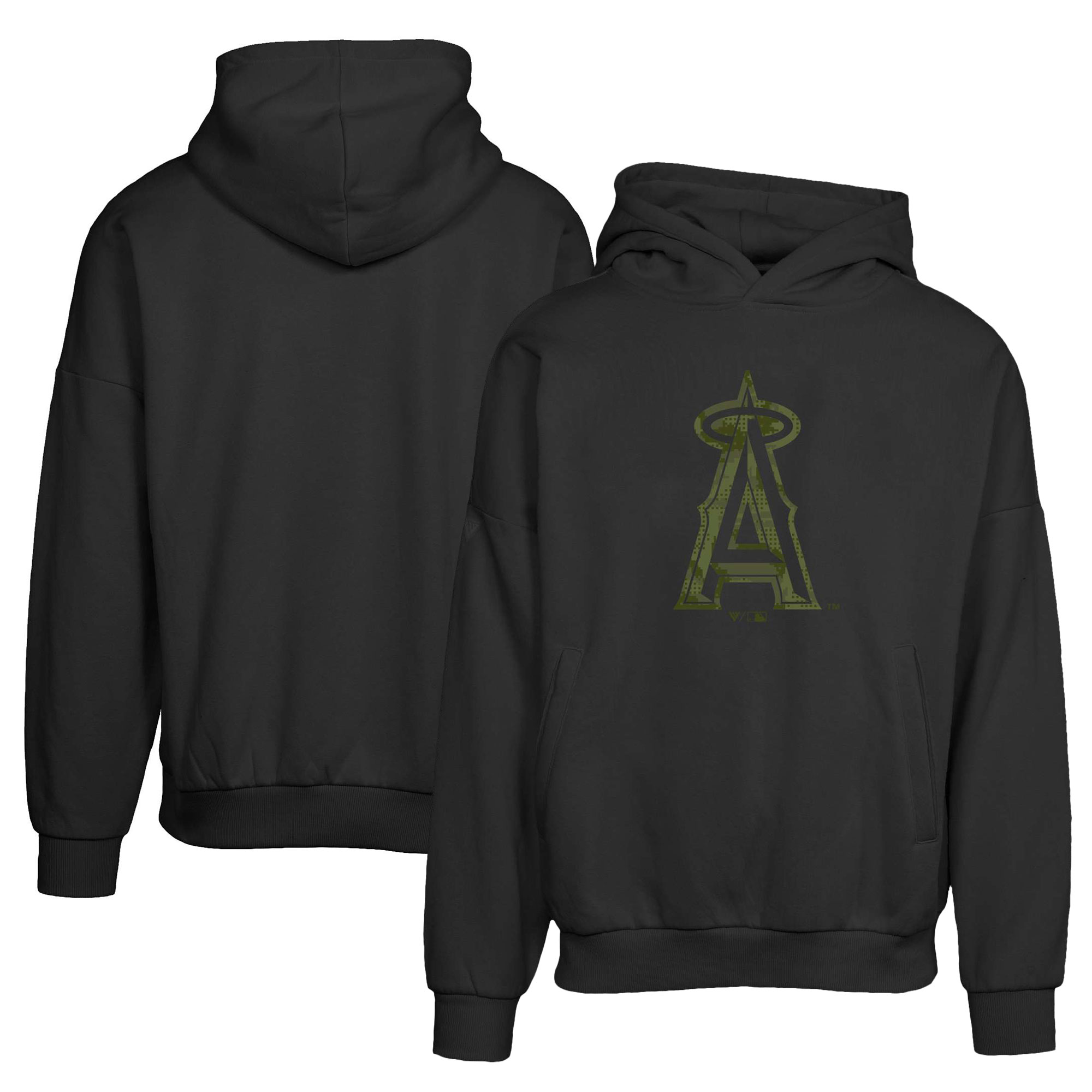 Men's Levelwear Black Los Angeles Angels Contact Digital Camo Pullover Hoodie