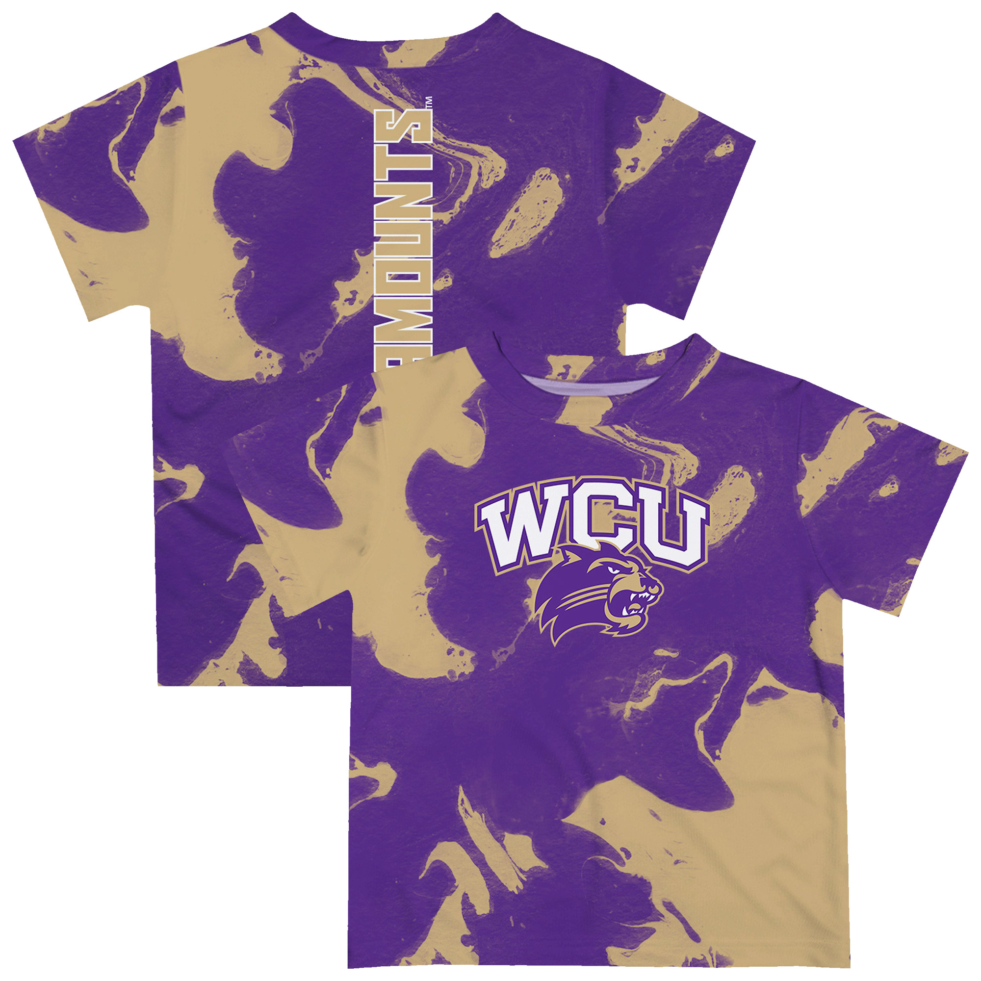 Toddler Vive La Fete Purple/Gold Western Carolina Catamounts Marble Print T-Shirt - Image 5