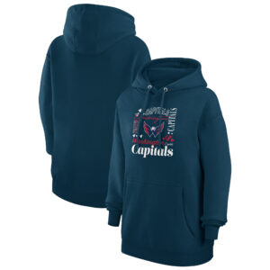 Women's G-III 4Her by Carl Banks Navy Washington Capitals Collage Team Graphic Tri-Blend Fleece Pullover Hoodie