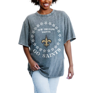 Women's Gameday Couture Gray New Orleans Saints On Point Oversized Slogan T-Shirt