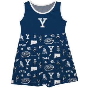 Girls Youth Vive La Fete  Navy Yale Bulldogs Impressions Artwork Tank Top Dress