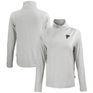Women's Cutter & Buck Gray Atlanta Falcons Coastline Epic Comfort Eco Recycled Funnel Neck Pullover Sweatshirt