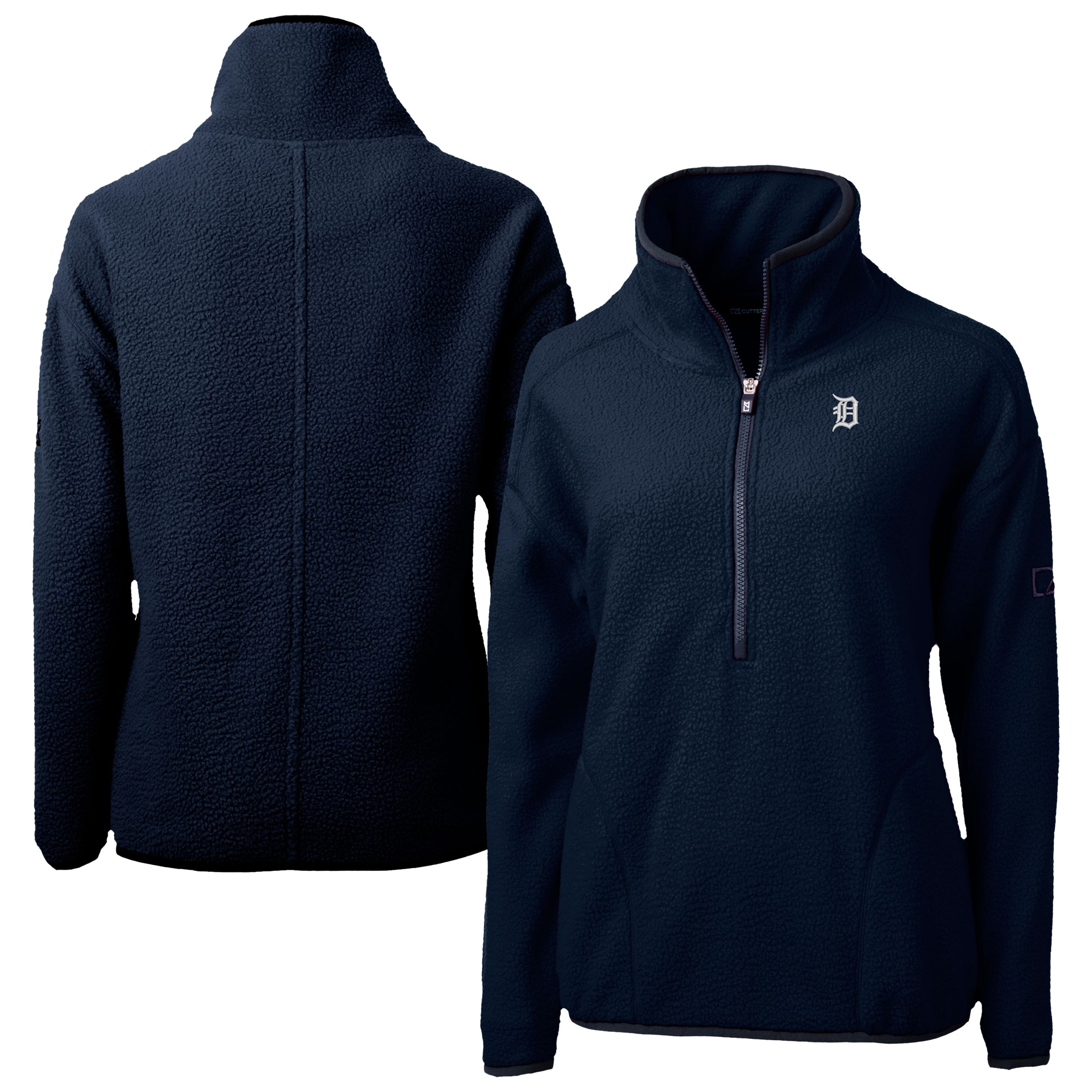 Women's Cutter & Buck Navy Detroit Tigers Cascade Eco Sherpa Fleece Half-Zip Jacket - Image 2