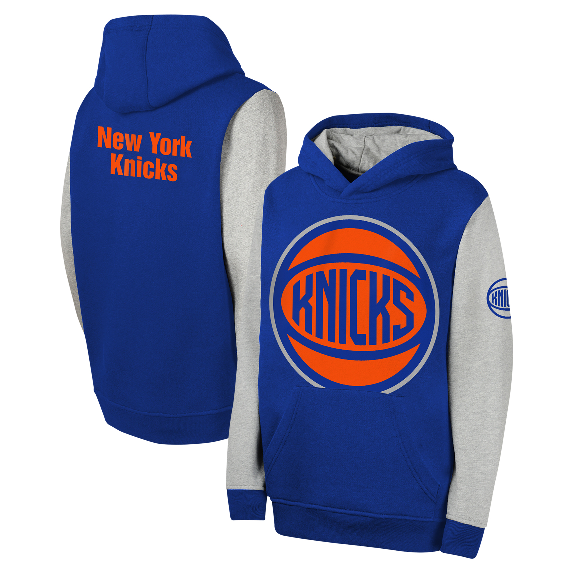 Youth Blue New York Knicks Fair Catch Fleece Pullover Hoodie