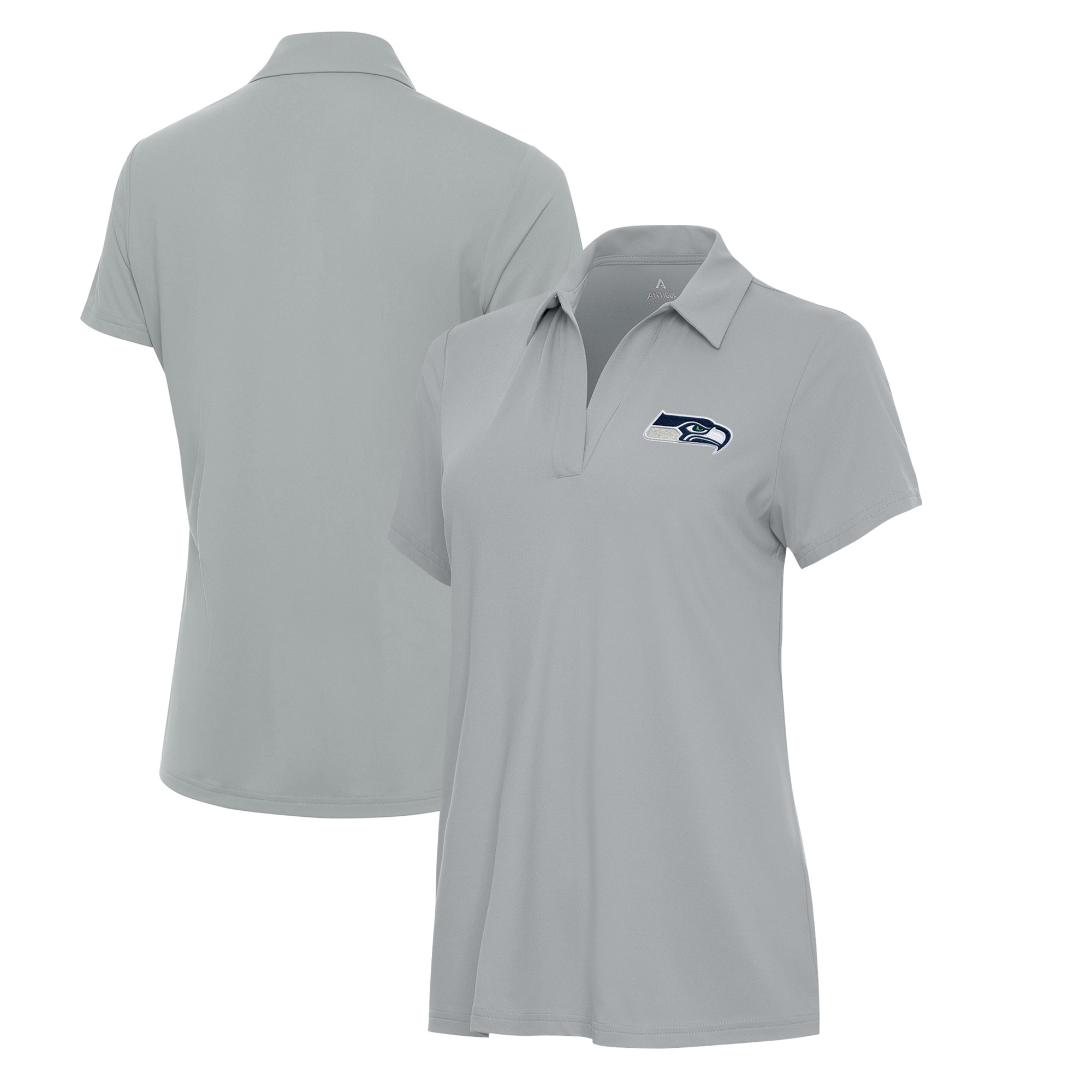 Women's Antigua Gray Seattle Seahawks Era V-Neck Polo