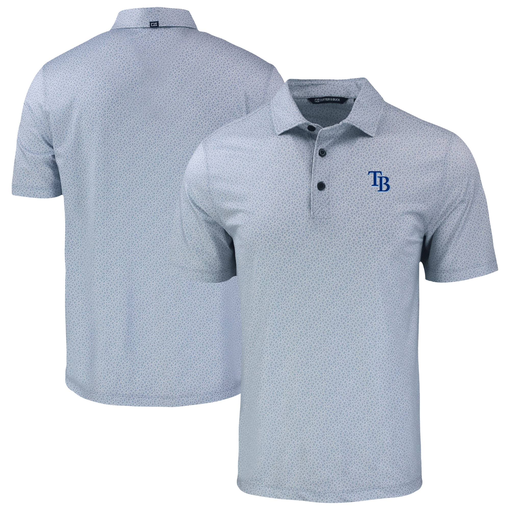 Men's Cutter & Buck Gray Tampa Bay Rays Pike Eco Pebble Print Stretch Recycled Polo