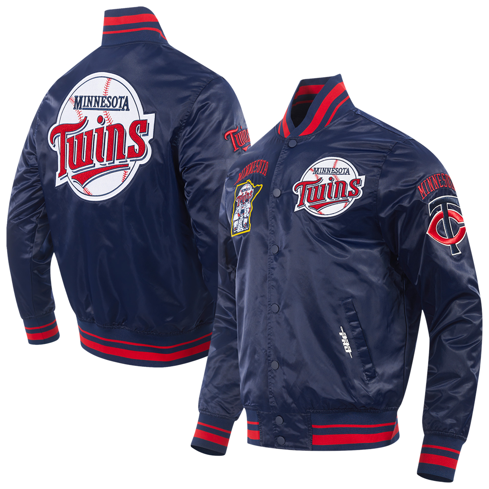 Men's Pro Standard Navy Minnesota Twins Retro Classic Satin Full-Snap Jacket
